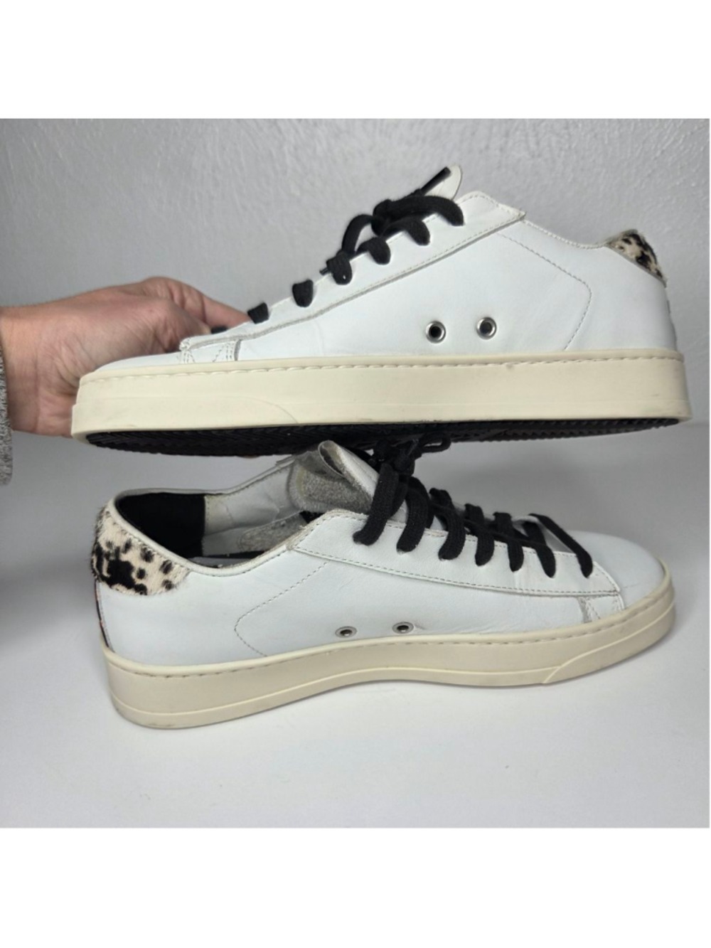P448 John Low Top Sneakers White Animal Print Neon Women's Size 39 US 8.5 - Picture 5 of 13